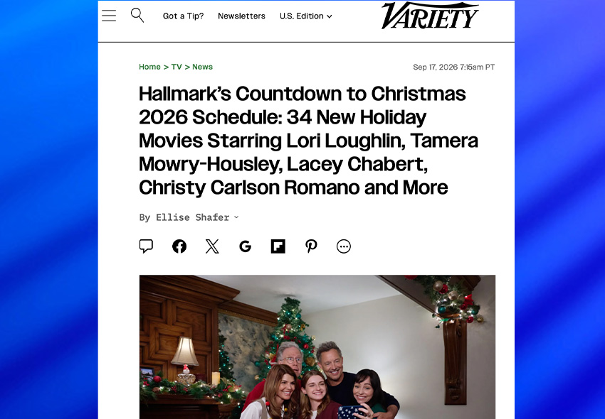 Hallmark’s Countdown to Christmas 2026 Schedule: 34 New Holiday Movies Starring Lori Loughlin, Tamera Mowry-Housley, Lacey Chabert, Christy Carlson Romano and More